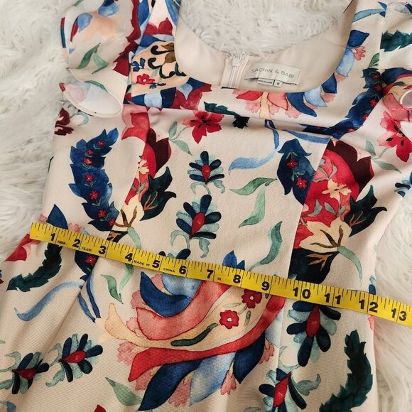 Sachin & Babi Hemuskudar Floral Tassel Short-Sleeve Cocktail Sheath Dress Size 0 - Picture 10 of 16